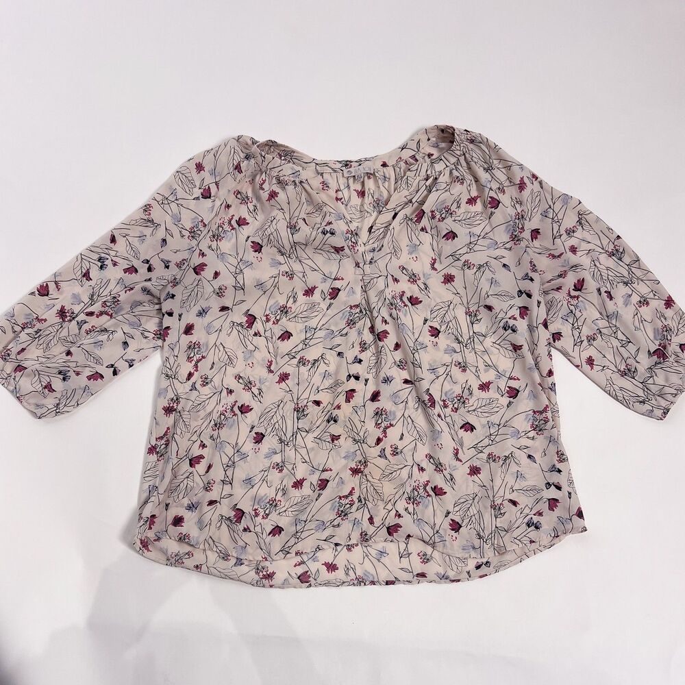 Lila Rose Pink Floral 3/4 Sleeve V-Neck Blouse Size 1X